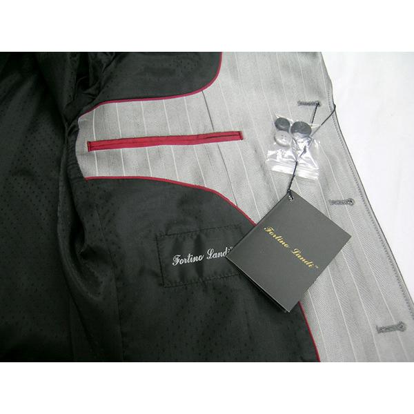 ZOOT SUITS ズートスーツ ダークグレー ストライプ ピンスト 縦縞 40L 34W (SL-2911V)ステージ 衣装 冠婚葬祭 40L SL 2911V 平置 前面