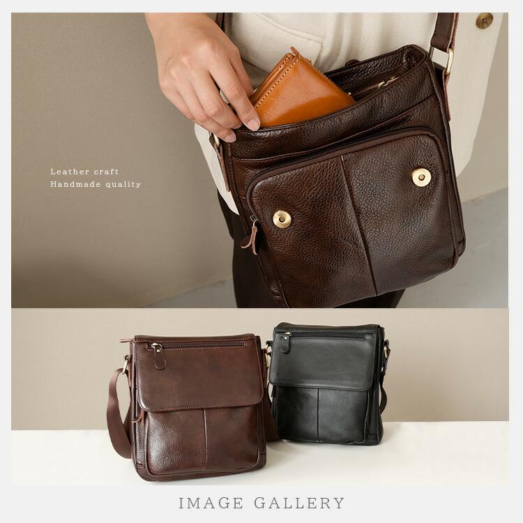 レザーバッグ メンズ ショルダーバッグ A5 本革 シュリンクレザー