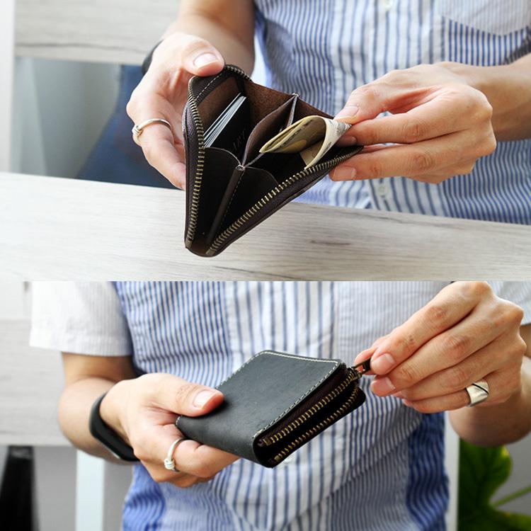 ミニ財布 ラウンドファスナー メンズ レディース 本革 オイルレザー