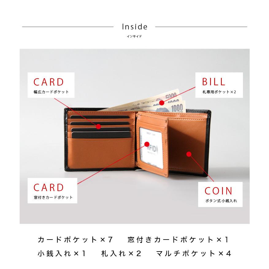 2つ折り財布 革財布 RFID レザーウォレット メンズ レディース 本革 ツートンカラー スキミング防止 小銭入れあり｜daysart｜05