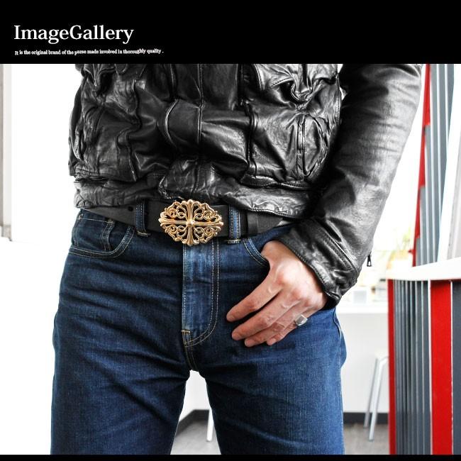 バックル メンズ レディース ベルト クロス スカル 百合の紋章