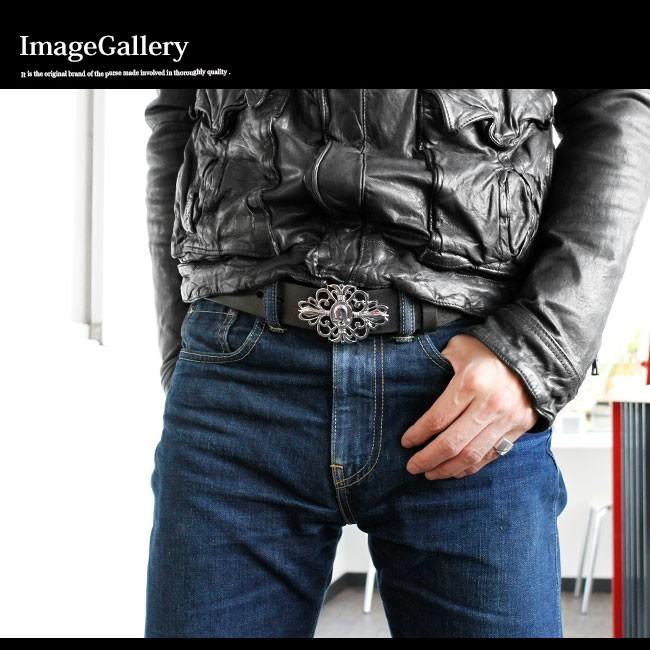 バックル メンズ レディース ベルト クロス スカル 百合の紋章