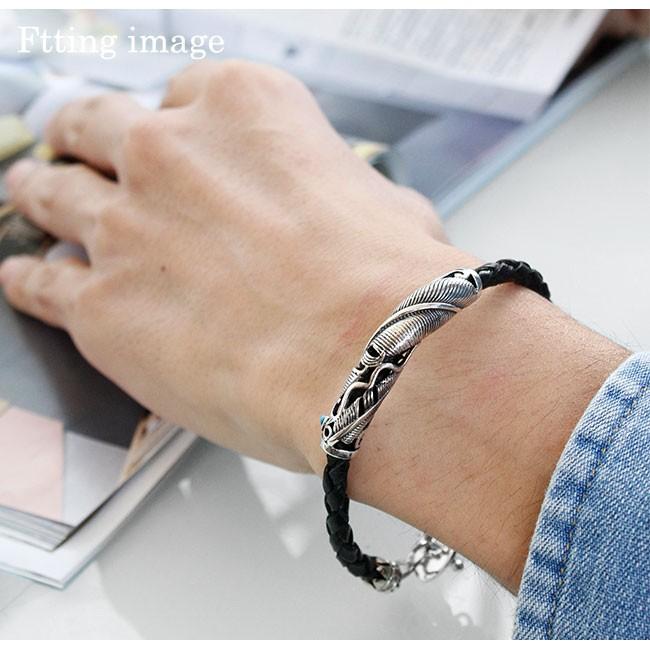 ブレスレット シルバー925 メンズ 本革 フェザーモチーフ ターコイズ | ブランド登録なし | 04