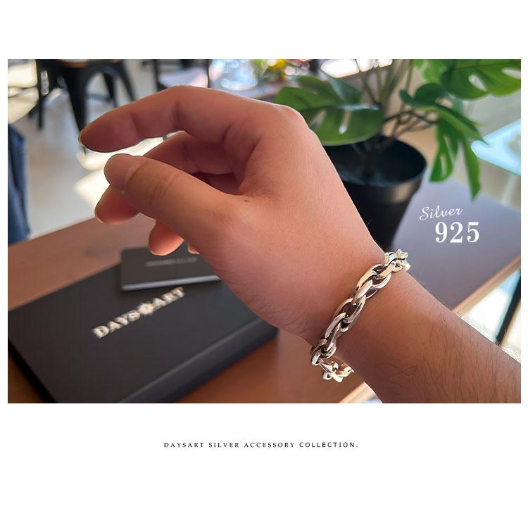 ブレスレット メンズ シルバー925 チェーン ツイスト リング チェーン