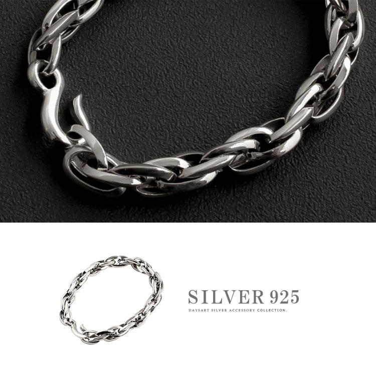 ブレスレット メンズ シルバー925 チェーン ツイスト リング チェーン