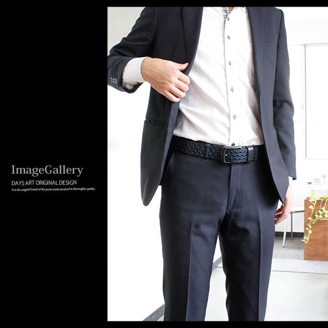 レザーベルト メンズ 本革 ヘキサゴン 型押し バックルベルト : 革財布