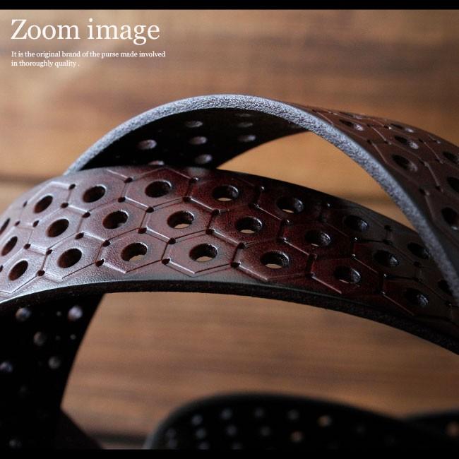 レザーベルト メンズ 本革 ヘキサゴン 型押し バックルベルト : 革財布