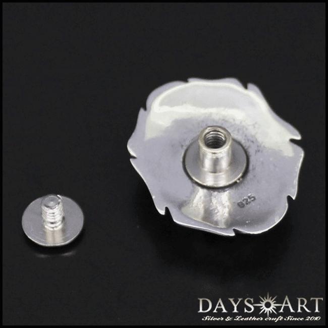 38ミリ　シルバーコンチョ シルバー925 コンチョ ボタン シルバー925/ネジ式/フローラル彫金/ビッグコンチョ