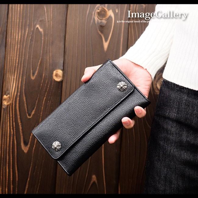 牛革 3つ折り 長財布 シンプルレザーウォレット クロス ロング