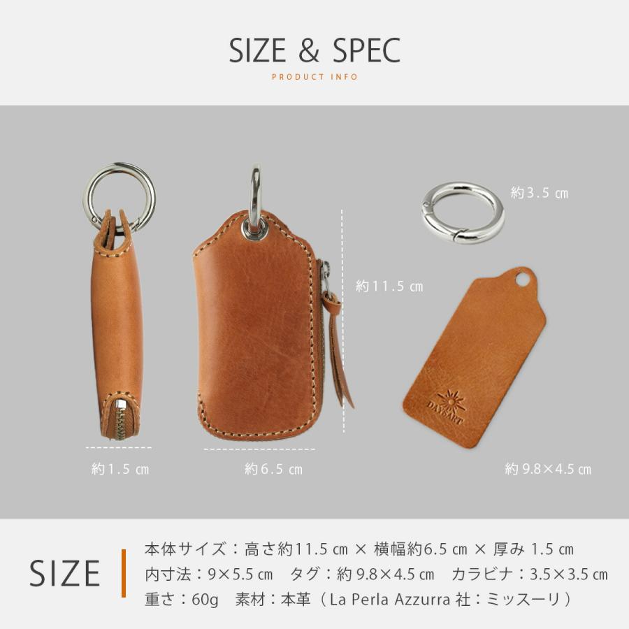 キーケース マルチケース スマートキーケース 財布 メンズ レディース 本革 イタリアンレザー 札入れ タン ヌメ革 | DAYSART | 10