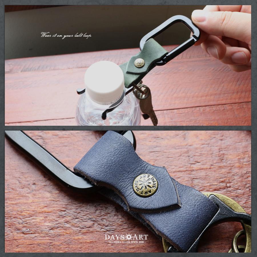 ペットボトルホルダー 本革 キーホルダー カラビナ アウトドア バネフック オイルレザー 鍵 メンズ レディース | DAYSART | 17