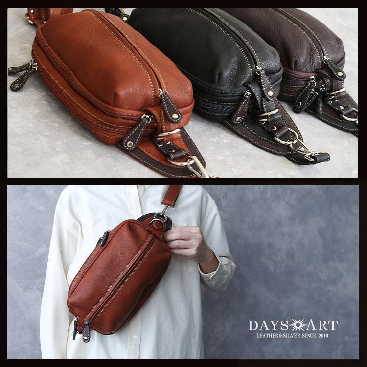 DAYSART（デイズアート） ボディバッグ 本革レザー メンズ 縦型 通勤