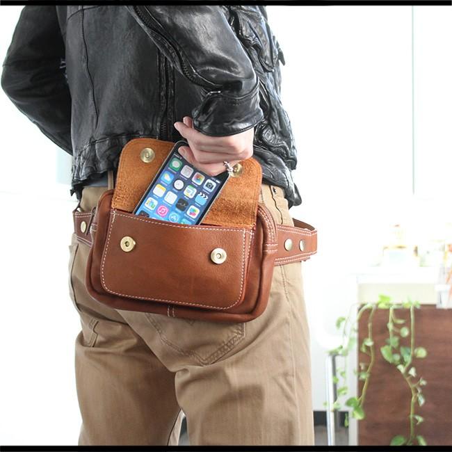 ウエストポーチ 本革レザー ミニバッグ メンズ ウエストバッグ 斜め掛け 財布 スマホ タバコ アウトドア カジュアル | DAYSART | 07