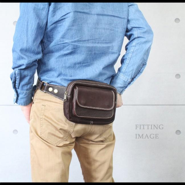 ウエストポーチ 本革レザー ミニバッグ メンズ ウエストバッグ 斜め掛け 財布 スマホ タバコ アウトドア カジュアル | DAYSART | 08