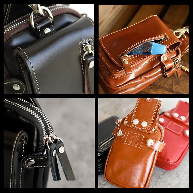 ベルトポーチ 本革 イタリアンレザー メンズ バイカー アウトドア カジュアル