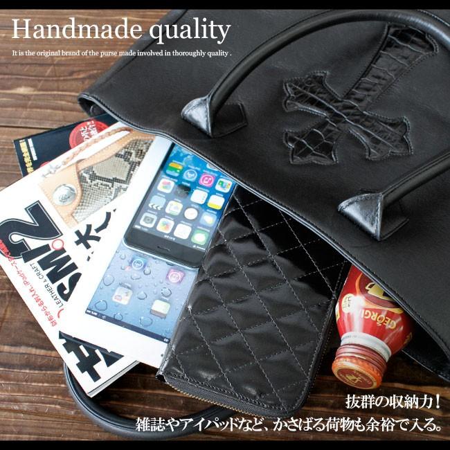 DAYSART トートバッグ 本革レザー メンズ 十字架 クロコダイル型