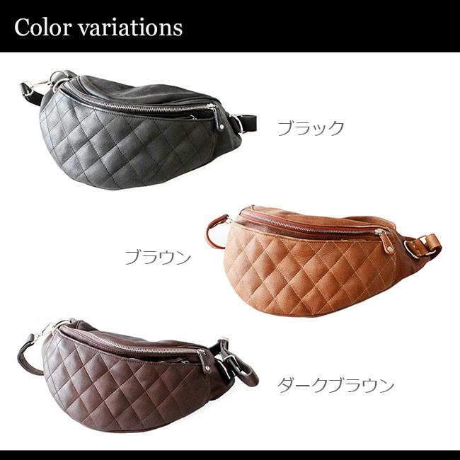 ボディバッグ レザー メンズ 本革 ダイヤキルティング 斜め掛け