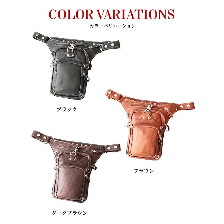 レッグバッグ 本革レザー メンズ ライダース 長財布入れ バイカー
