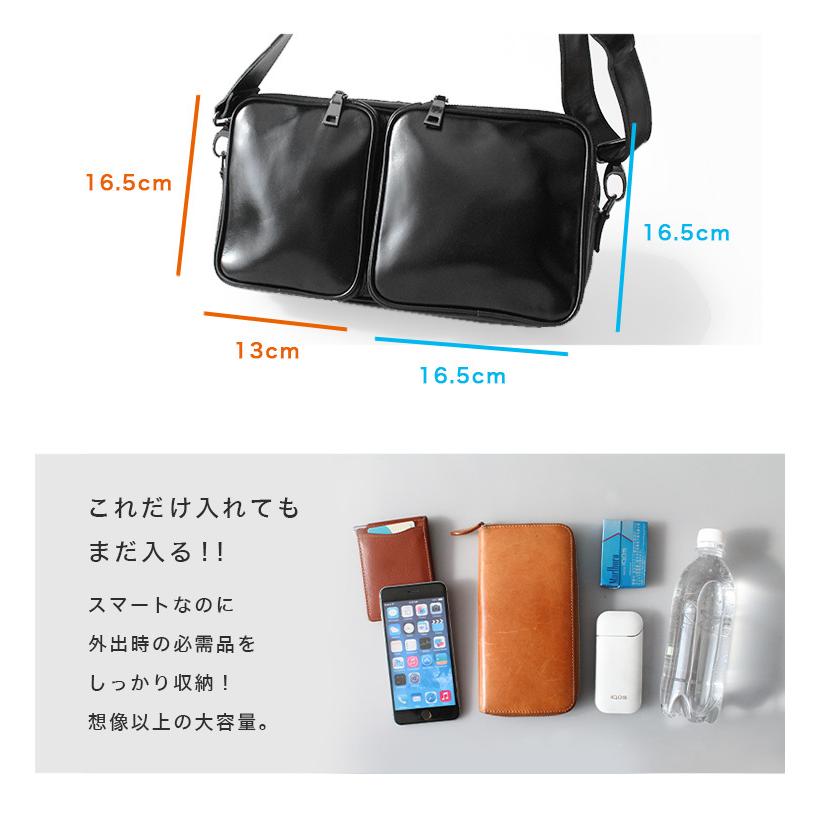 ボディバッグ メンズ 本革 マーキス ダブルポケット スクエア ハンドメイド ショルダーベルト | DAYSART | 10