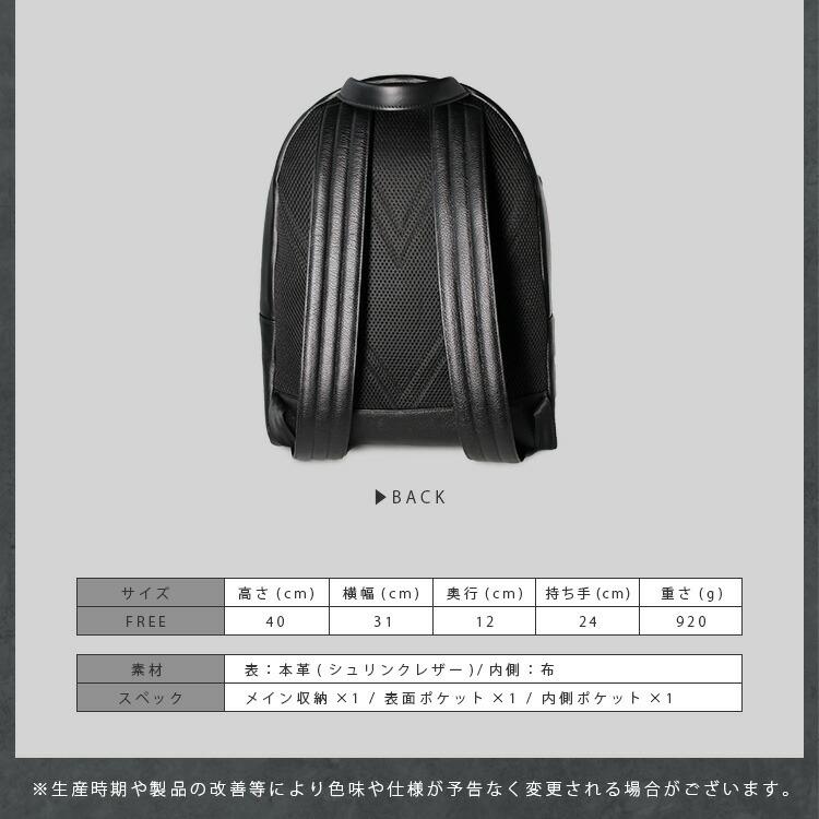 レザーバッグ リュックサック メンズ レディース ユニセックス 本革 シュリンクレザー シンプル バックパック メッシュ ダブルファスナー ブラック | DAYSART | 13