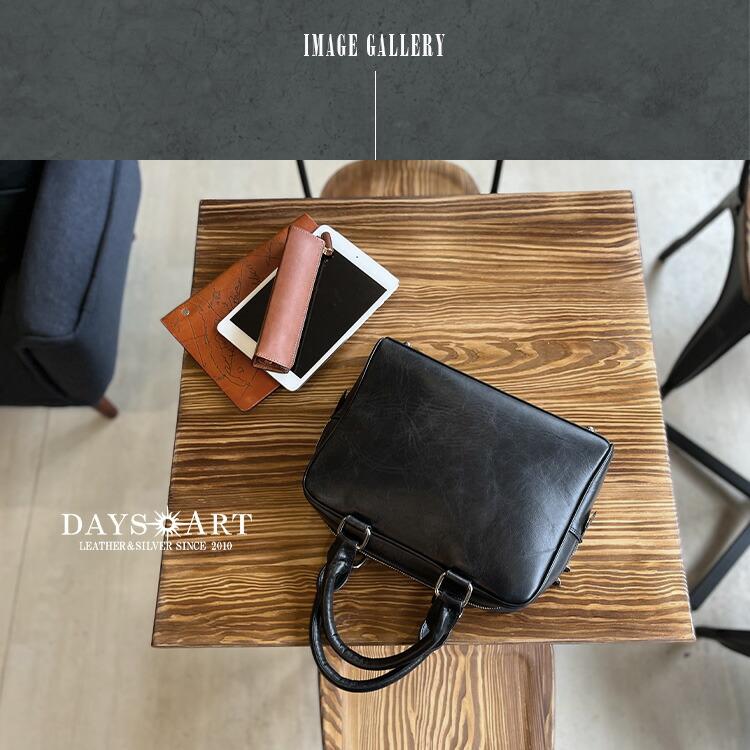 ミニ ブリーフケース タンニン鞣し革 B5サイズ レザーバッグ ビジネスバッグ メンズバッグ 本革 スムースレザー ツートン 帆布 | DAYSART | 16