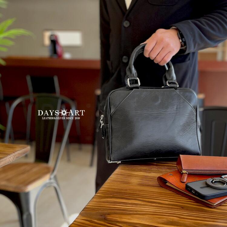 ミニ ブリーフケース タンニン鞣し革 B5サイズ レザーバッグ ビジネスバッグ メンズバッグ 本革 スムースレザー ツートン 帆布 | DAYSART | 02