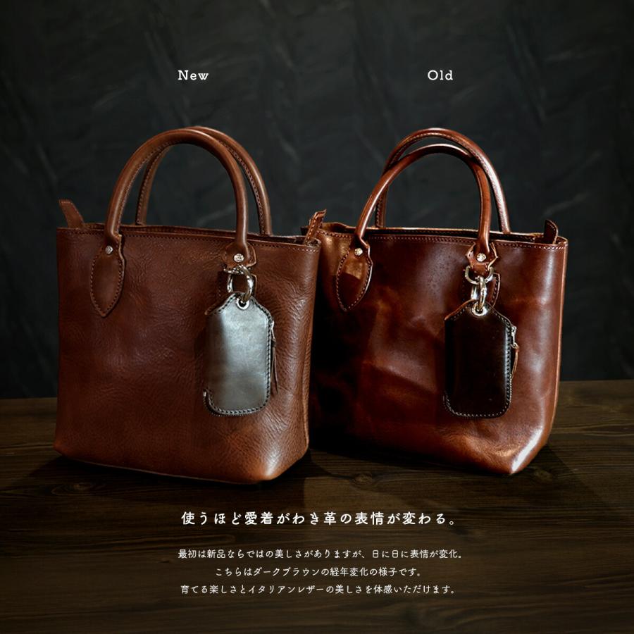 トートバッグ 本革 ミニトート 小さめ メンズ レディース ビジネス カジュアル 牛革 バッグ ハンドメイド タンニン鞣し革 イタリアンレザー | DAYSART | 17