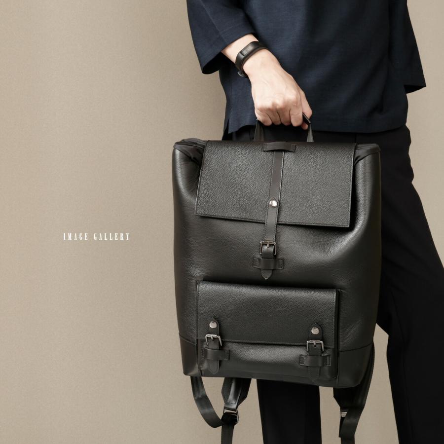 リュックサック メンズ  本革 シュリンクレザー A4収納 バックパック ブラック |  | 15