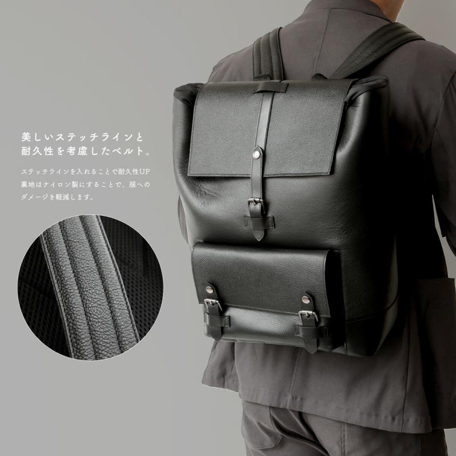 リュックサック メンズ  本革 シュリンクレザー A4収納 バックパック ブラック |  | 05