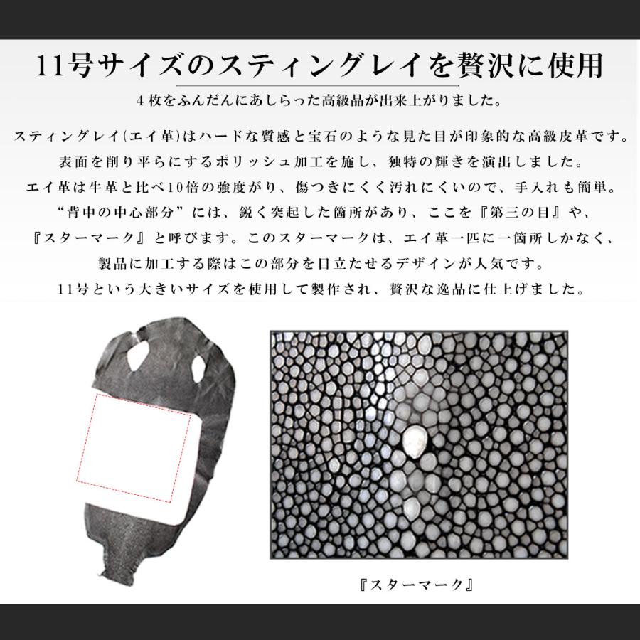 ショルダーバッグ レザーバッグ ウォレットバッグ メンズ エイ革 本革 スティングレー 財布機能付き フラット加工 ブラックの画像