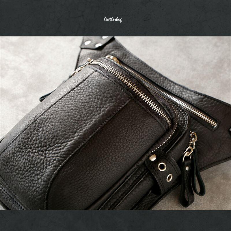 レッグポーチ メンズ 本革 ショルダーバッグ 2WAY ウエストバッグ