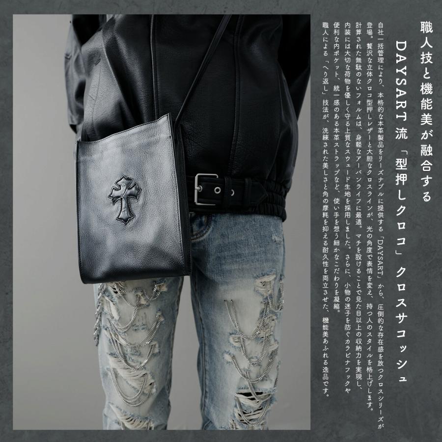 SACOCHE サコッシュ ショルダーバッグ メンズ 本革 レザー 黒 ミニ