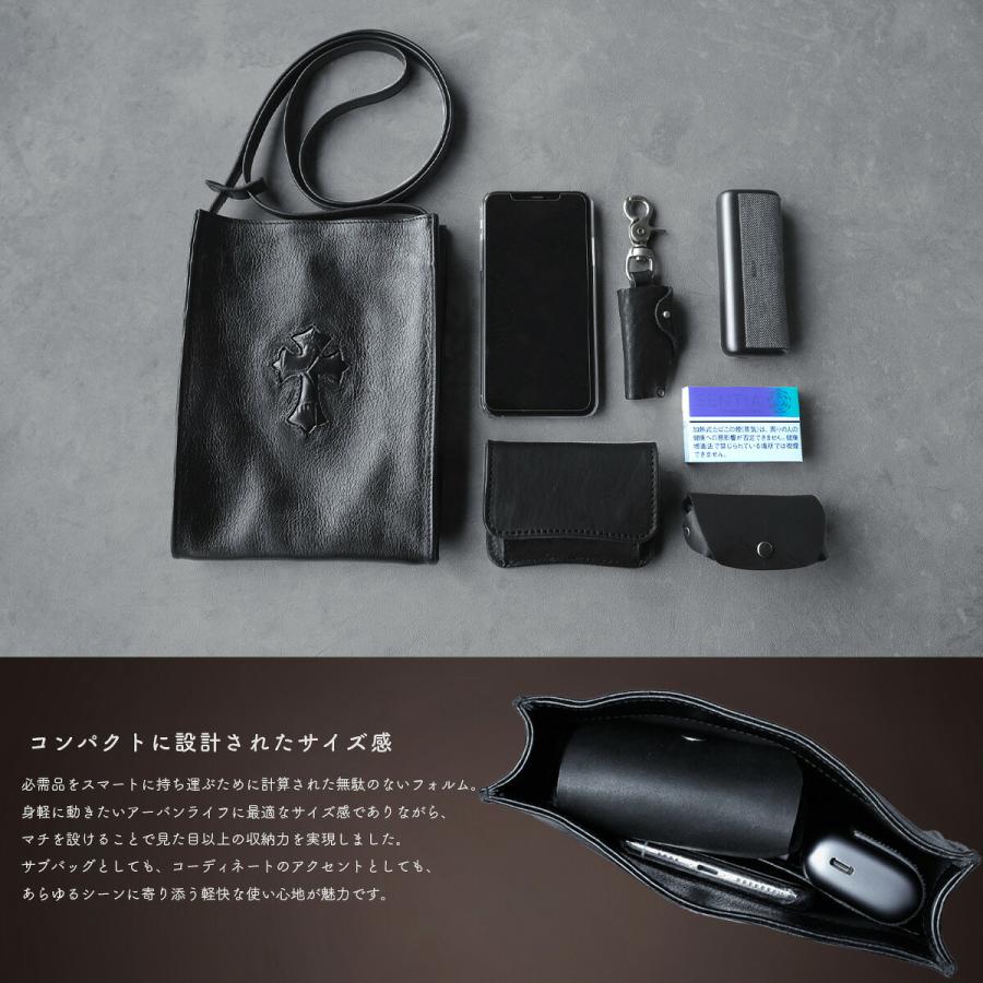SACOCHE サコッシュ ショルダーバッグ メンズ 本革 レザー 黒 ミニ