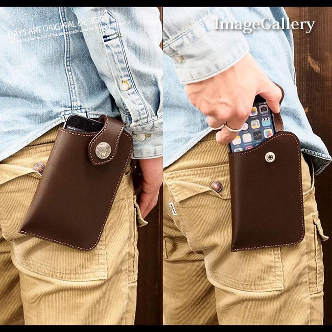 レア☆POWER MOON LEATHERS レザークラフトヌメ革ウエストポーチ ベルトポーチ メンズ 本革 スマホポーチ シンプル ヌメ革 ウエスト