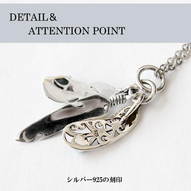 ネックレス シルバー925 メンズ レディース 3連フェザー チェーン付き 