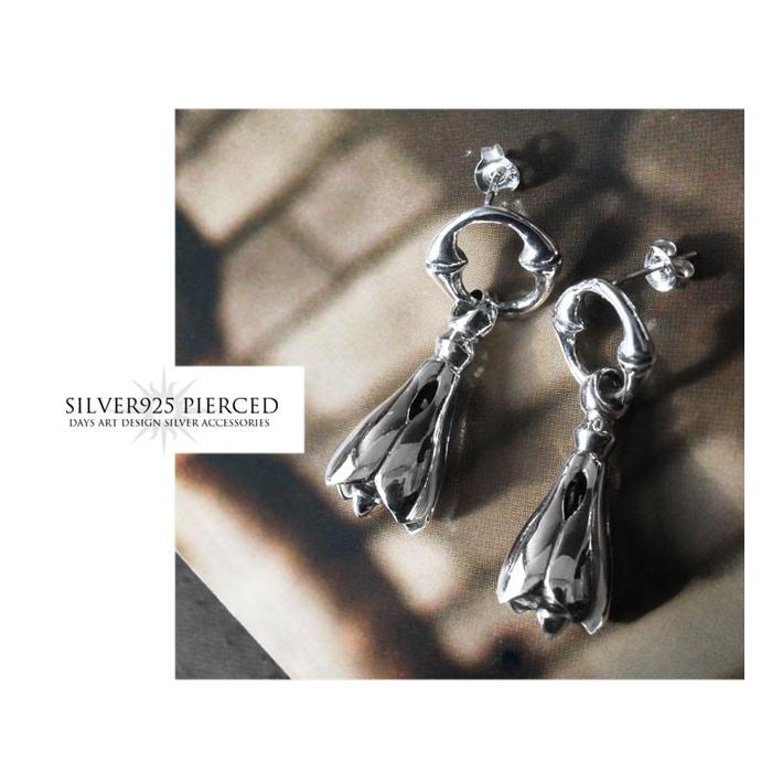 ピアス メンズ 片耳 シルバー925 バイカーズベル フラワー 花