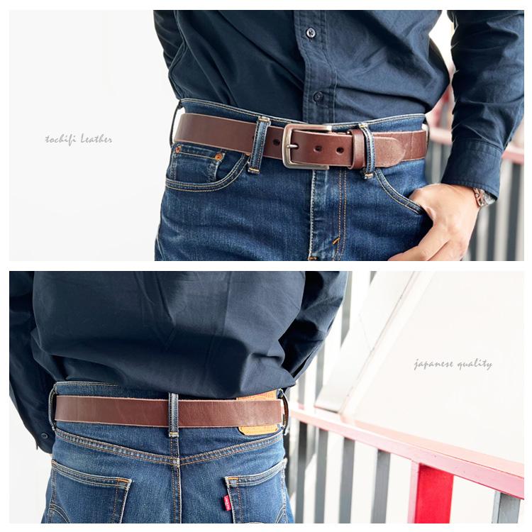ベルト 栃木レザー メンズ 本革 厚手 ワニ口 バックルベルト バックルボタン留め バックル交換可能 紳士用 バイカー 日本製 | DAYSART | 10