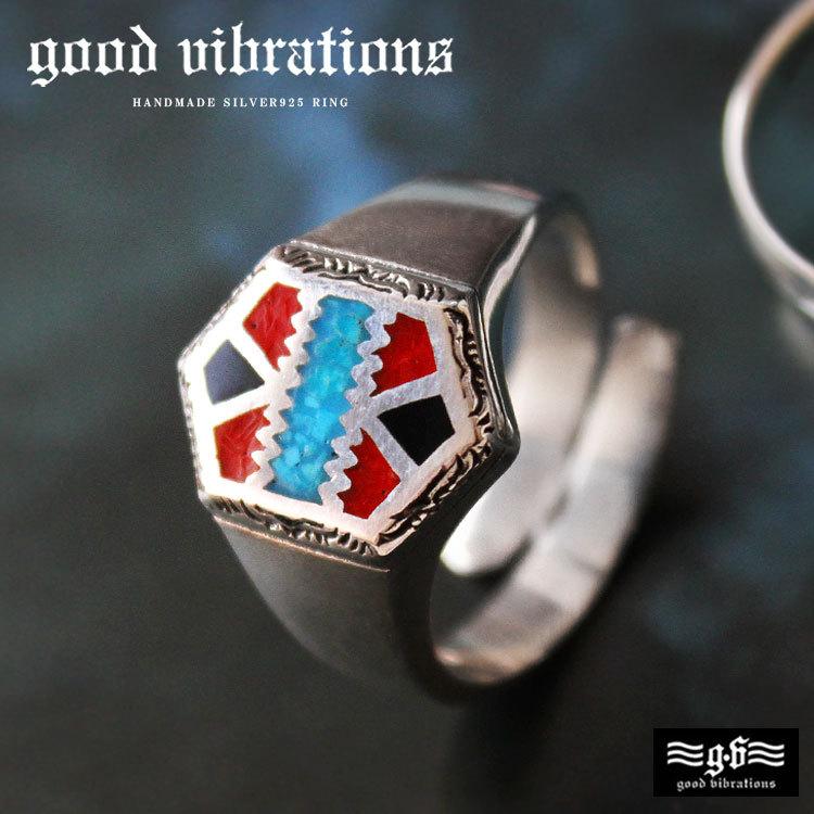 good vibrations シルバーリング メンズ シルバー925 ネイティブ 天然石 ターコイズ オニキス コーラル 指輪 シルバー ズニ族｜daysart