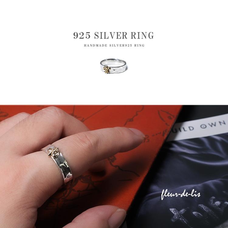 シルバーリング メンズ SILVER925 百合の紋章 指輪 シンプル リリィ