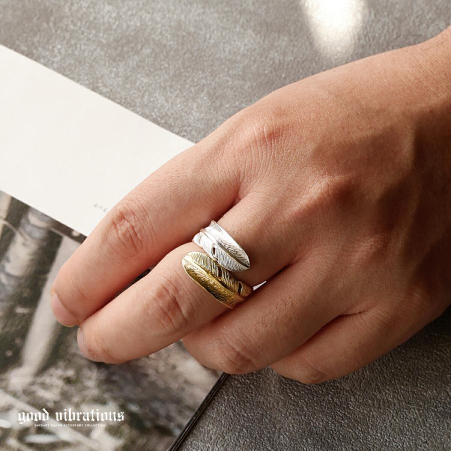 リング メンズ シルバー925 フェザー リーフ バイカラー レディース