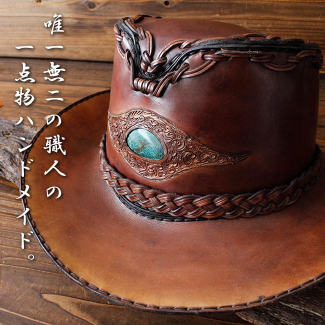1点モノ ウエスタンハット メンズ 本革 ハンドメイド製 レザーハット 天然ターコイズ Un Hat001 革財布 シルバー専門店 Days Art 通販 Yahoo ショッピング
