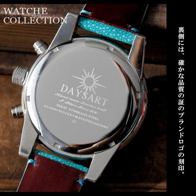 腕時計 メンズ クロノグラフ エイ革ベルト バックル留め具 ブレスウォッチ 生活防水 蓄光 箱付き | DAYSART | 06