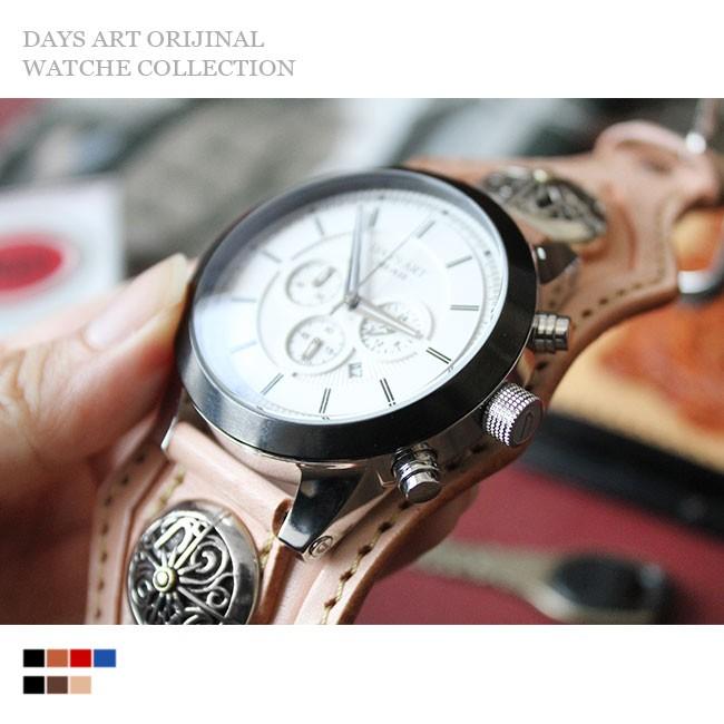 腕時計 メンズ クロノグラフ 本革 サドルレザー イタリアンレザー ブレスウォッチ 生活防水 蓄光 箱付き | DAYSART | 19