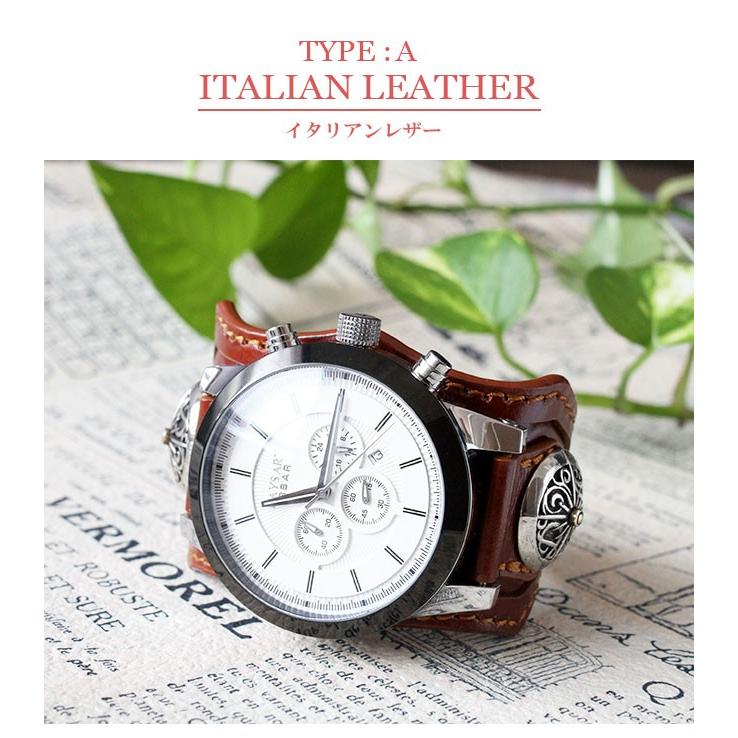 腕時計 メンズ クロノグラフ 本革 サドルレザー イタリアンレザー ブレスウォッチ 生活防水 蓄光 箱付き | DAYSART | 05