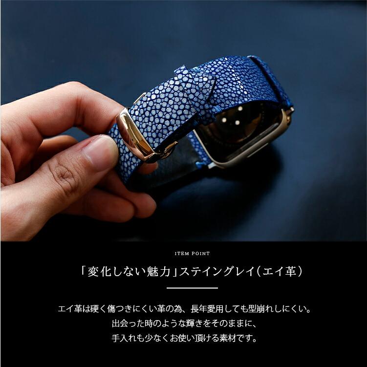 apple watch用 替えベルト スティングレー エイ革 メンズ 本革 Dバックル 全世代対応 8 7 6 SE 5 4 3 2 1 42mm 44mm 45mm | DAYSART | 07