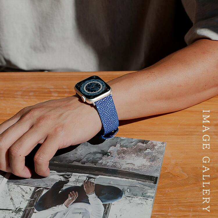 apple watch用 替えベルト スティングレー エイ革 メンズ 本革 Dバックル 全世代対応 8 7 6 SE 5 4 3 2 1 42mm 44mm 45mm | DAYSART | 10