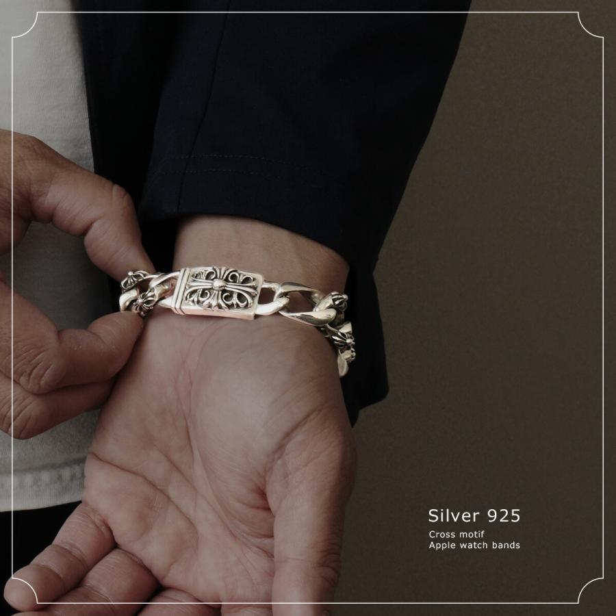 アップルウォッチ用 バンド apple watch シルバー925 メンズ 銀製 ベルト 替えバンド 49mm/46mm/45mm/44mm/42mm(Series 3 2 1) | DAYSART | 19