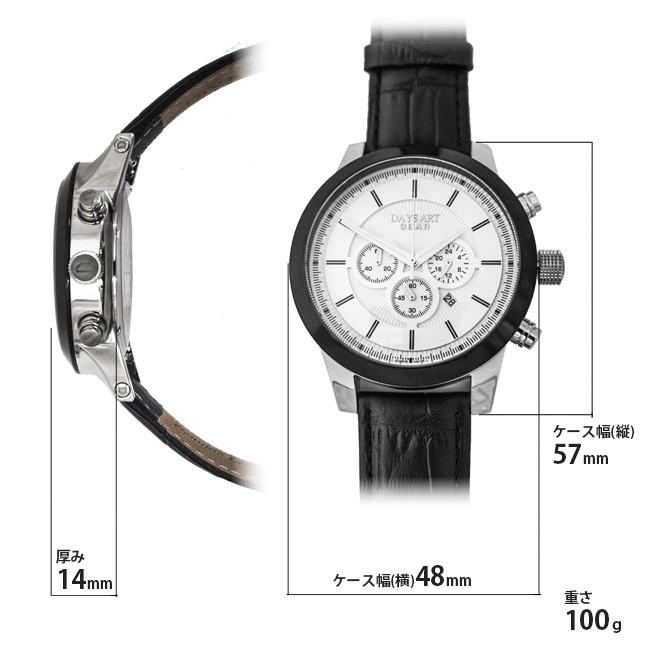 腕時計 メンズ オリジナル クロノグラフウォッチ バックル留め具 大きい白文字盤 電池式 クォーツ | DAYSART | 06