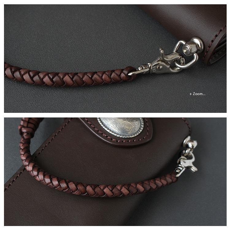 職人手編み ショートサイズ 4本編みサドルレザーウォレットロープ