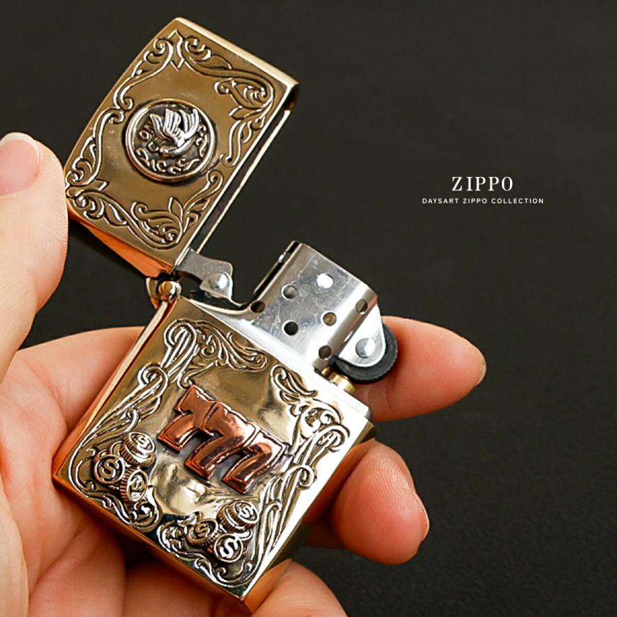 good vibrations Zippo ジッポ オイルライター 777 ラッキーナンバー ツバメ スワロー 真鍮×シルバー925 メンズ レディース アンティーク調 |  | 04